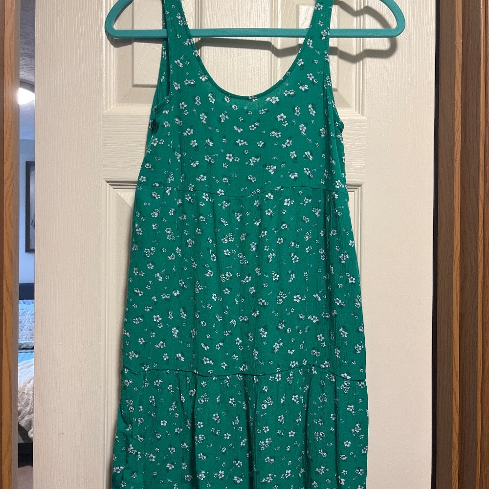 Green floral drop dress